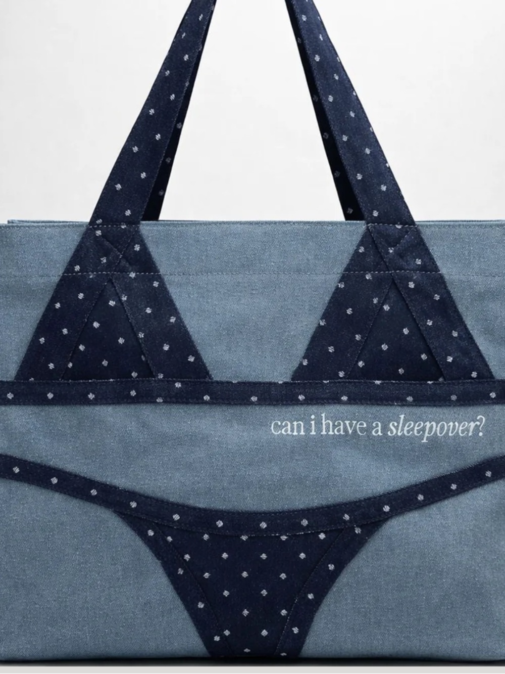 Sleepover Canvas Tote Bag in Denim Blue